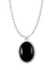 Small Black Acrylic Oval Charm Necklace