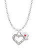 Small Crystal Heart with Nurse Hat Charm Necklace