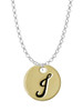 Large Gold Tone Disc Letter - J - 3/4'' Charm Necklace
