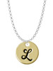 Large Gold Tone Disc Letter - L - 3/4'' Charm Necklace