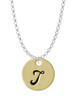 Large Gold Tone Disc Letter - T - 3/4'' Charm Necklace