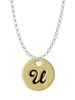 Large Gold Tone Disc Letter - U - 3/4'' Charm Necklace