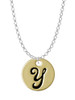 Large Gold Tone Disc Letter - Y - 3/4'' Charm Necklace