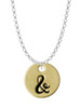 Large Gold Tone Disc Letter - & - 3/4'' Charm Necklace