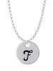 Large Script Letter - F - 3/4'' Disc - Charm Necklace
