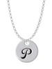 Large Script Letter - P - 3/4'' Disc - Charm Necklace