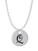 Large Script Letter - Q - 3/4'' Disc - Charm Necklace