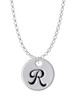 Large Script Letter - R - 3/4'' Disc - Charm Necklace