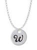 Large Script Letter - W - 3/4'' Disc - Charm Necklace