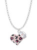 Pink Cheetah Print Heart with Nurse Hat Charm Necklace