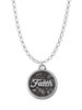 Antiqued Round Seal - Faith Charm Necklace