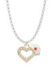 Small Gold Tone Crystal Heart with Nurse Hat Charm Necklace