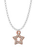 Open Rose Gold Tone Star with Clear Crystals Charm Necklace