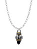 Two Tone Drop with Black Crystal Charm Necklace