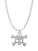 Skull with Clear Crystals Charm Necklace