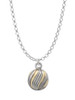 3-D Gold Tone and Striped Ornament Charm Necklace