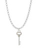 Small Clear AB Crystals Oval Key Charm Necklace