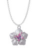 Pink & Purple Butterfly on Large Flower Charm Necklace