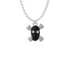 Small Black Resin Skull with Clear Crystals Charm Necklace