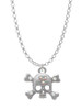 Skull with 3 AB Crystals Charm Necklace
