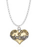 Large Flying Santa on Gold Tone Heart Charm Necklace