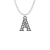 Crystal Black Initial - A - Beaded Border - Charm Necklace