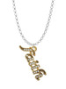 Gold Tone Script ''Faith'' with Clear Crystals Charm Necklace