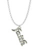 Script ''Faith'' with Clear Crystals Charm Necklace