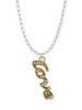Gold Tone Script ''Love'' with Clear Crystals Charm Necklace