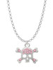 Skull and Crossbones with Pink Crystals Charm Necklace
