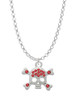 Skull and Crossbones with Red Crystals Charm Necklace
