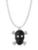 Large Black Resin Skull with AB Crystals Charm Necklace