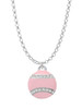 Pink Softball with Clear Crystal Stitching Charm Necklace