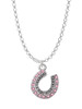 Beaded Pink Crystal Horseshoe with Good Luck Charm Necklace