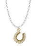 Beaded Clear Crystal Gold Tone Horseshoe with Good Luck Charm Necklace