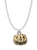 3-D Large Gold Tone Jack O' Lantern with Leaves Charm Necklace