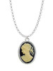 Small Black Oval Cameo Charm Necklace