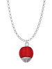 12mm Scarlett Red Roller Spinner with Silver Tone Lining Glass Spinner Charm Necklace