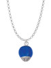 12mm Capri Blue Roller Spinner with Silver Tone Lining Glass Spinner Charm Necklace