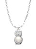 3-D Imitation Pearl & Clear Crystal Owl Charm Necklace