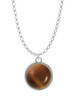Round - Imitation Cat's Eye - Brown - Charm Necklace