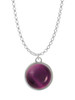 Round - Imitation Cat's Eye - Purple - Charm Necklace