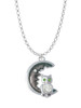 Large Crystal Owl Sitting on Black Moon Charm Necklace