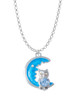 Large Blue Owl on Hot Blue Moon Charm Necklace