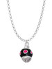 Hot Pink Dots on Black Spinner Charm Necklace