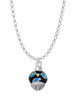 Wide Hot Blue Cheetah Print Band Spinner Charm Necklace