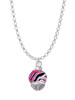 Wide Hot Pink Zebra Print Band Spinner Charm Necklace