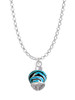 Wide Hot Blue Zebra Print Band Spinner Charm Necklace