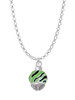 Wide Lime Green Zebra Print Band Spinner Charm Necklace