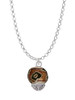 Wide Translucent Brown Cheetah Print - Gold Tone Spinners Charm Necklace